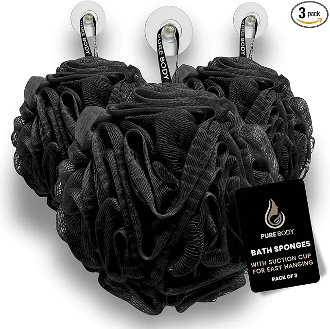 Professional Large Black Bath Sponge Gentle Exfoliation Mesh Sponges Long Lasting Loofah Carefully Designed