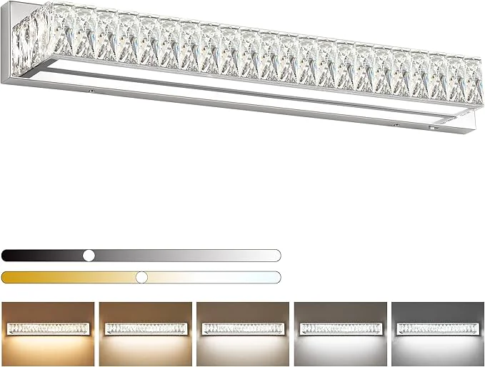 Versatile ZUZITO 30in LED Bathroom Lights Over Mirror Modern Crystal Vanity Lights Bar Traditional