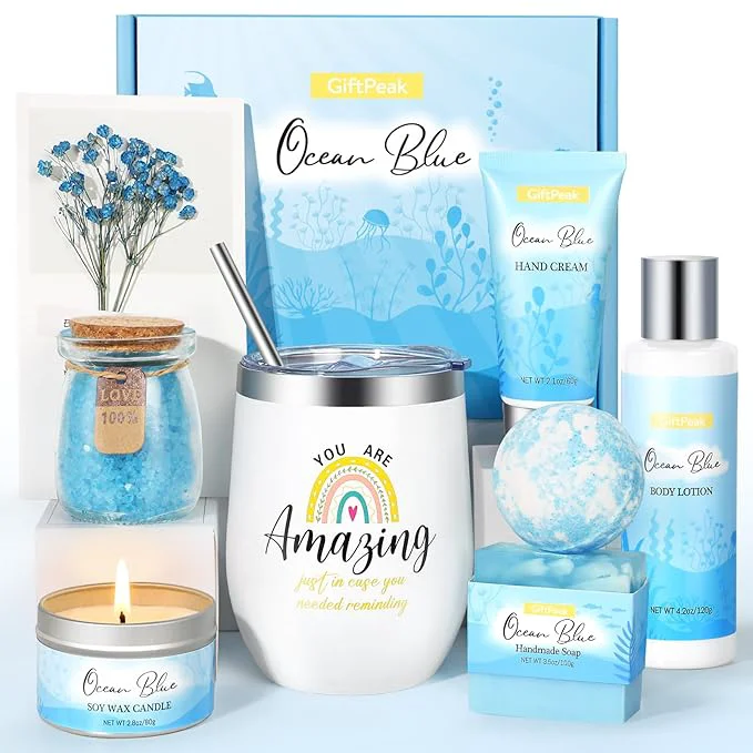 Verified Birthday Gifts for Women Ocean Scented Relaxing Spa Gift Baskets for Women Mom Trendy