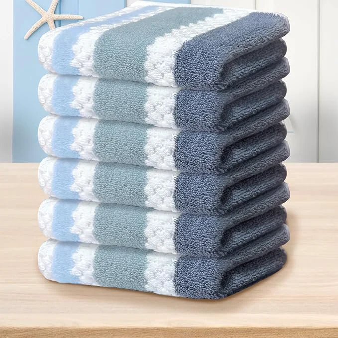 Relaxed Waffle Washcloths for Bathroom Wash Cloths 6 Pack 13 x13 Environmentally Friendly