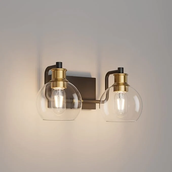 Excellent Tipace 2 Lights Vintage Bathroom Vanity Light Fixtures Over Mirror Black Gold Elite