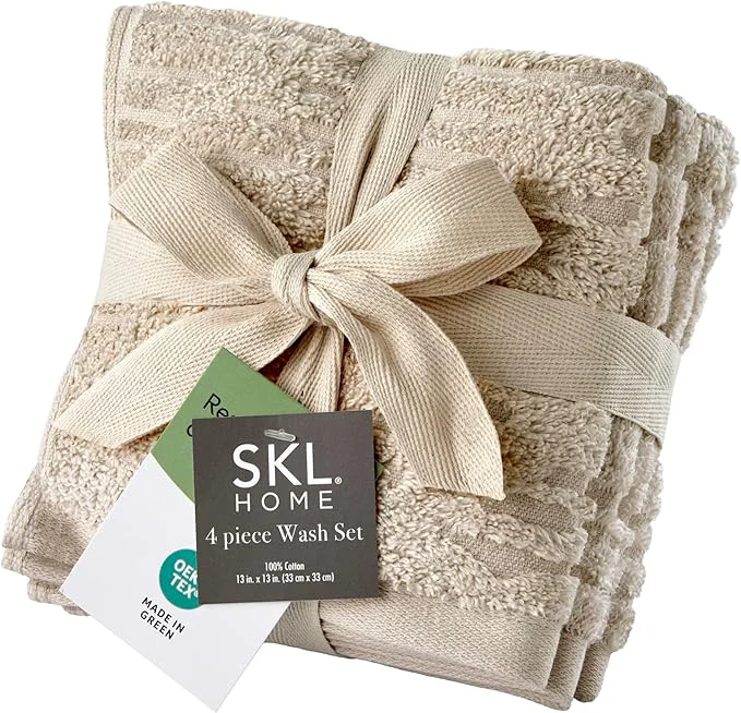 Stylish SKL Home CloudSoft Cotton Luxury 4-Piece Washcloth Set Reliable
