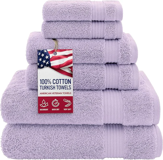 Pure American Veteran Towel Cotton Turkish 6 Piece Towel Set Luxury Towels Artisan