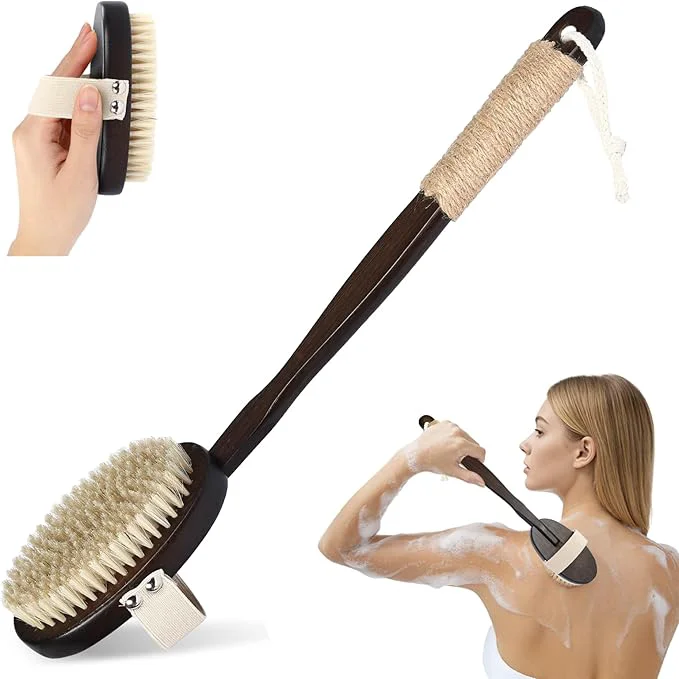 Modern Dry Wet Brushing Body Brush Natural Boar Bristle Back Scrubber Dependable