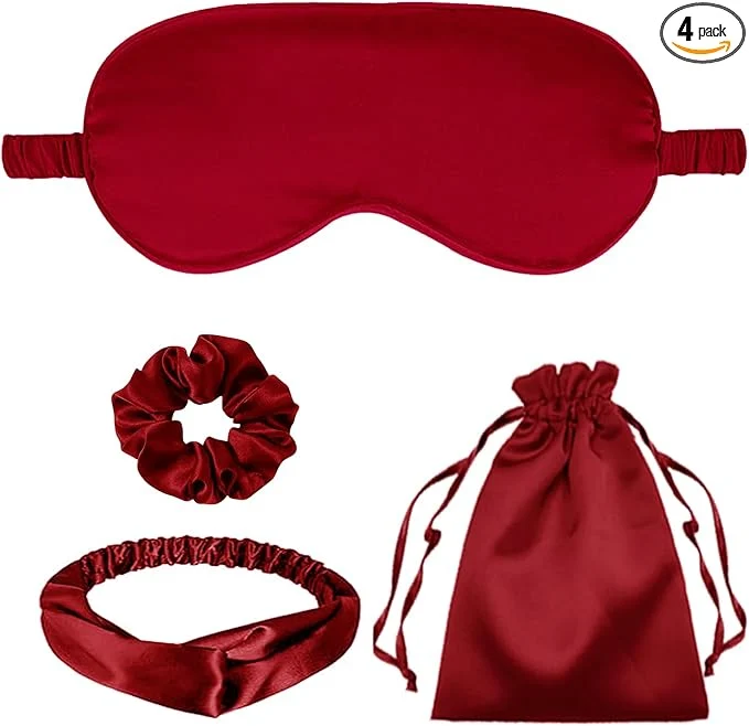 Comfortable 4Pcs Silk Sleep Masks Satin Eye Mask Silky Eyes Cover Blindfold Eyeshade Green