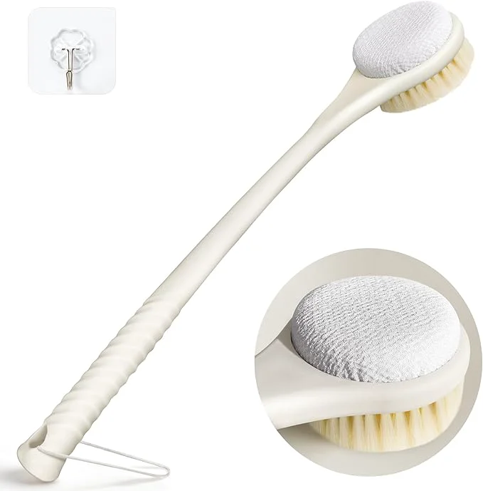 Refined Back Scrubber for Shower with Long Handle Dual-Sided Bath Brush with Soft User-Friendly