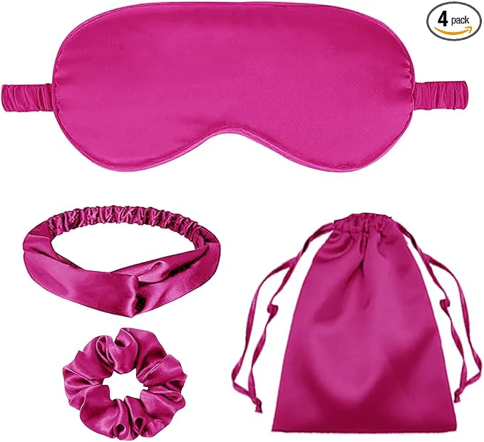 Flexible 4Pcs Silk Sleep Masks Satin Eye Mask Silky Eyes Cover Blindfold Eyeshade Easy-to-Use
