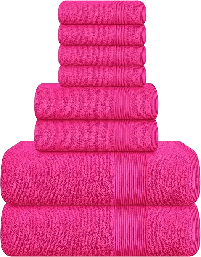 High-Performance Belizzi Home 8 Piece Towel Set Ring Spun Cotton 2 Bath Towels 27×54 Durable