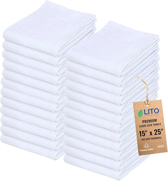 Minimalist Flour Sack Towels – 24 Pack Cotton Kitchen Dish Towel Tea Towels Sustainable