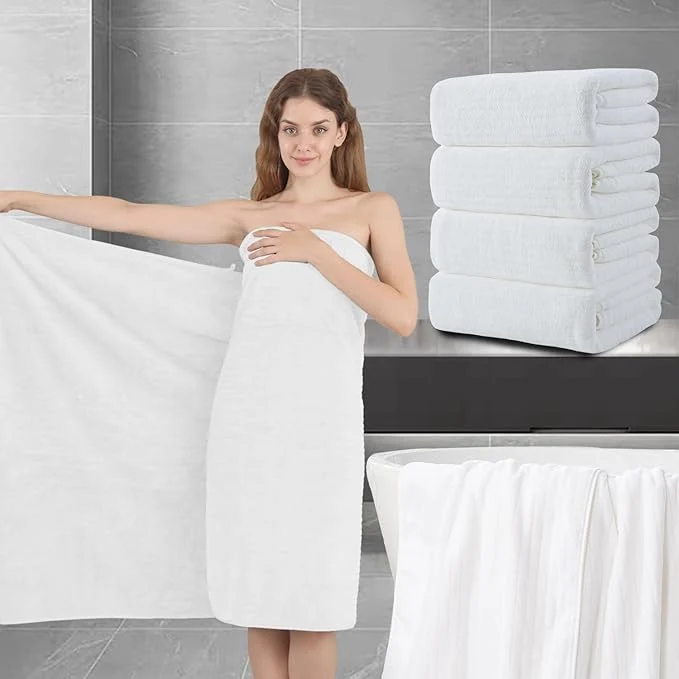 Environmentally Friendly Extra Large Bath Sheet Set of 4 Ultra Soft Fluffy Towel 35 x 70 Oversized Prestigious