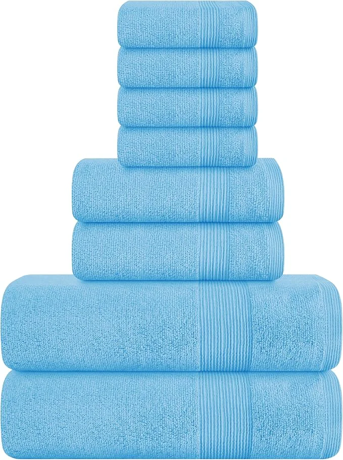 Modern Belizzi Home 8 Piece Towel Set Ring Spun Cotton 2 Bath Towels 27×54 Recyclable