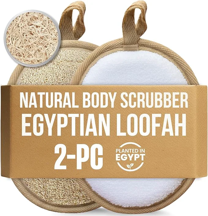 Sustainable CraftsOfEgypt Egyptian Natural Loofah Body Scrubber Pads Double Sided Luffa High-Quality