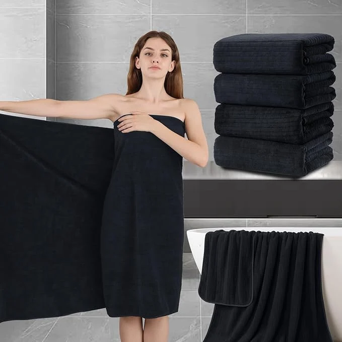 Original Design Extra Large Bath Sheet Set of 4 Ultra Soft Fluffy Towel 35 x 70 Oversized Modern