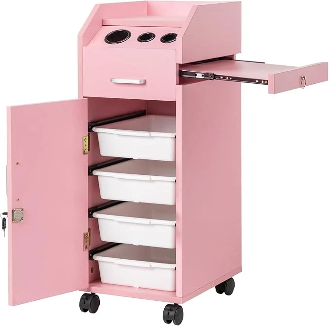 Top-Quality Modern Styling Station Cart for Hair Stylist Wooden Hair Salon Station Storage Easy-to-Use