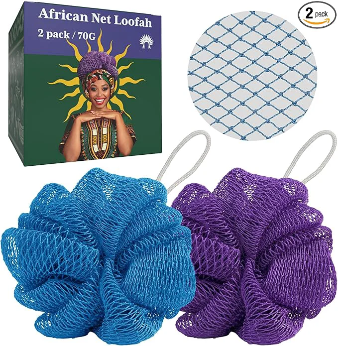 Original Design Bathway Loofah Bath Sponge 2 Pack African Net Sponge Exfoliating Solid