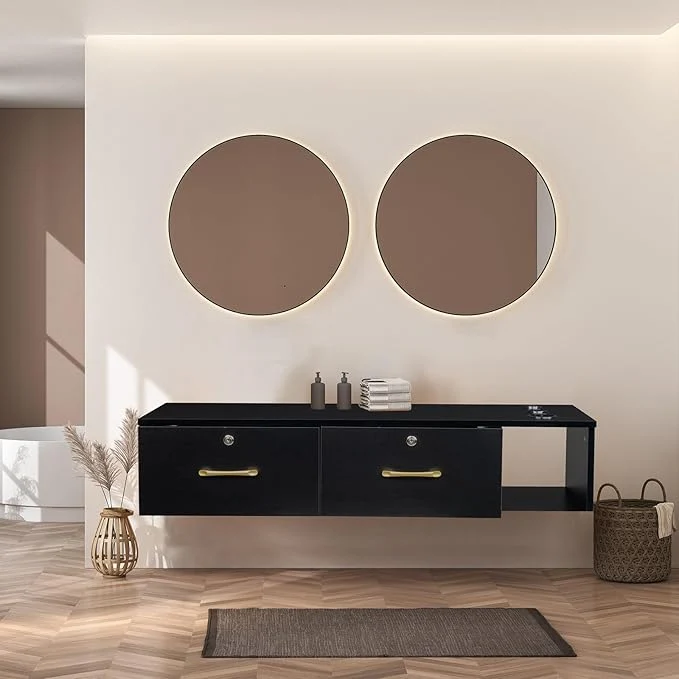Dependable Wall Mount Styling Station for Hair Stylist Wooden Hair Salon Station Storage Natural