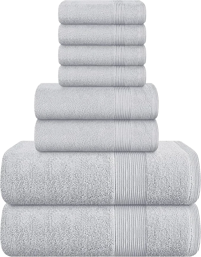 Consistent Belizzi Home 8 Piece Towel Set Ring Spun Cotton 2 Bath Towels 27×54 Unique