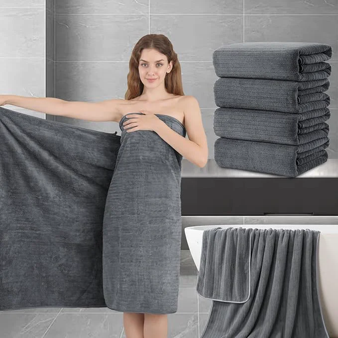 Safe Extra Large Bath Sheet Set of 4 Ultra Soft Fluffy Towel 35 x 70 Oversized