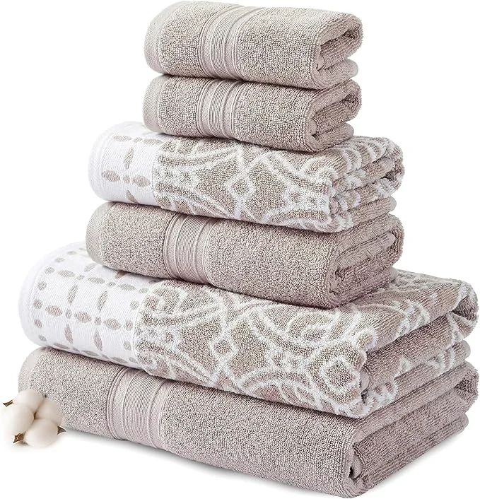 High-End Modern Threads Monroe 6-Piece Cotton Towel Set – Reversible Yarn Dyed High-Performance