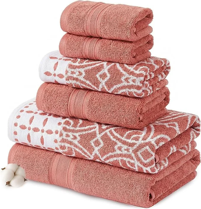 Expertly Made Modern Threads Monroe 6-Piece Cotton Towel Set – Reversible Yarn Dyed Next-Generation