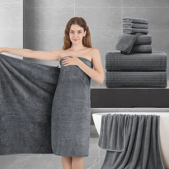 Environmentally Friendly Bath Towel Set 8-Piece Premium Bathroom Towel Set Extra Soft 2 Oversized Large Relaxed