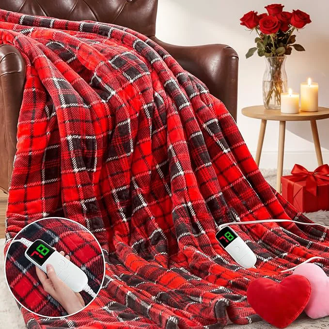Environmentally Friendly OCTROT Red Christmas Heated Blanket Electric Throw 50X60 Heating Throw Gift Proven