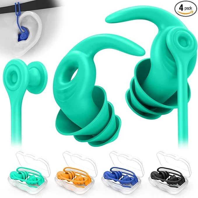 Environmentally Friendly Swimming Ear Plugs for Adults 4 Pairs Waterproof Reusable Silicone Swim Trusted