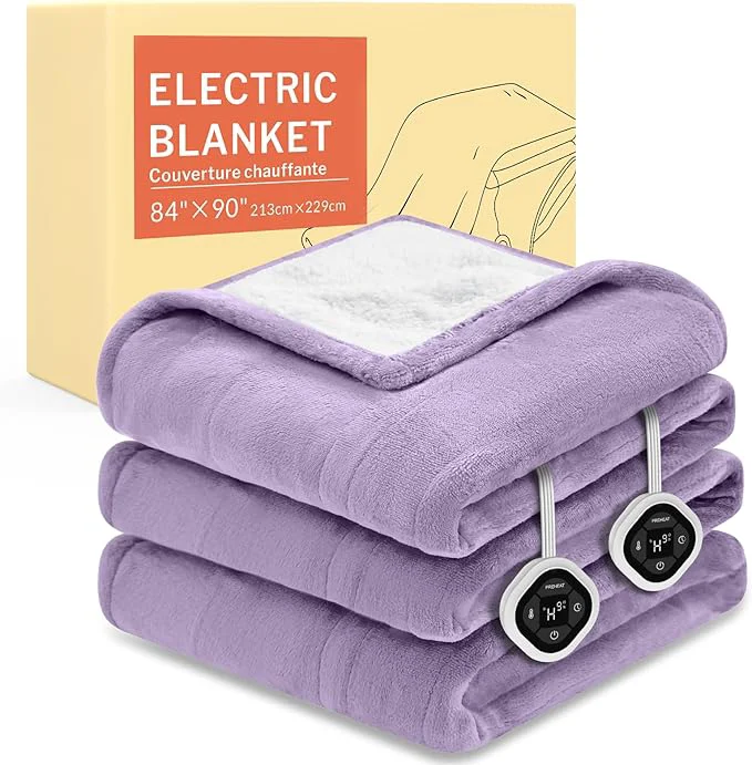 Recyclable HOMLYNS LuxeHeat Heated Blanket Electric Blanket Queen Size Soft Flannel Versatile
