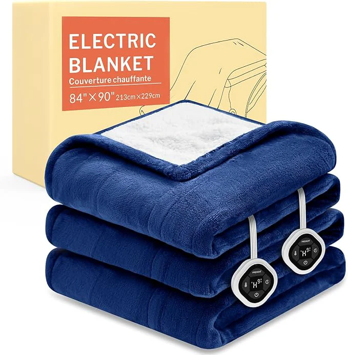 Fast HOMLYNS LuxeHeat Heated Blanket Electric Blanket Queen Size Soft Flannel Easy-to-Use