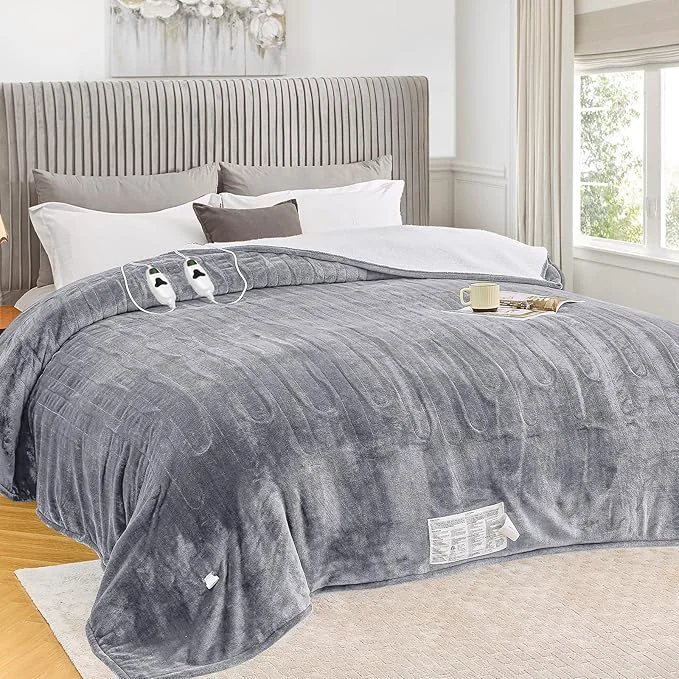 Comfortable greenoak Heated Blanket Electric King Size 100 X90 Dual Control Heating Detailed