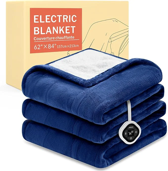 Modern HOMLYNS LuxeHeat Heated Blanket Electric Blanket Twin Size Soft Flannel Sherpa Breathable