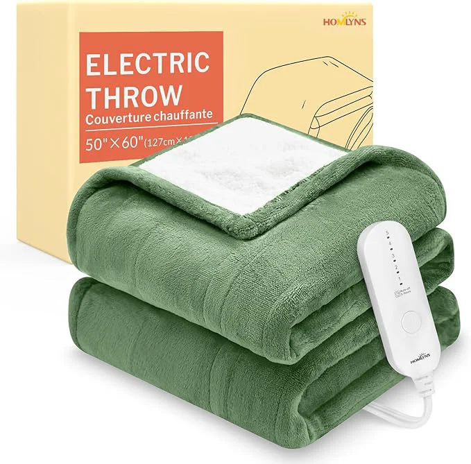 Responsible HOMLYNS LuxeHeat Heated Blanket Electric Blanket Soft Flannel Sherpa Heated Original Design