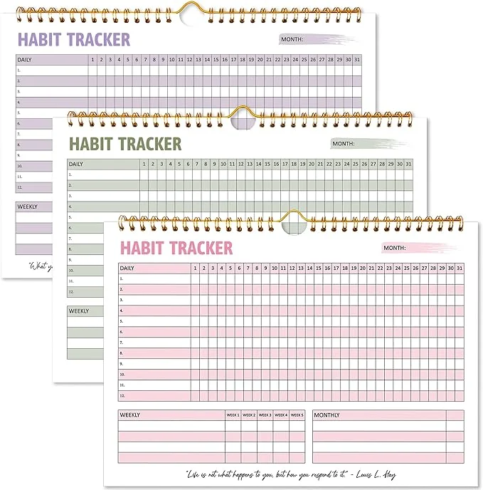 Modern Habit Tracker Calendar Daily Weekly Goal and Habit Tracker Journal 12 Months Reusable