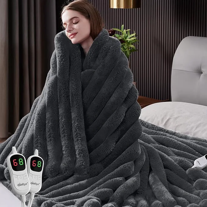Trusted Heated Blanket Queen Size Faux Fur Cozy Heating Blanket Green