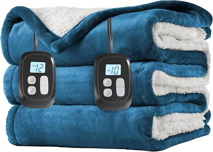 User-Friendly LaffyLo Electric Heated Blanket Queen Size 84 x 90 Dual Control Fast Heating Premium