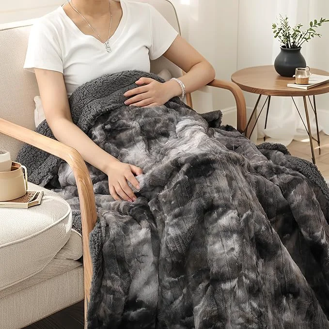 Original Design Soypipo Electric Heated Throw Blanket 50 x60 Faux Fur Plush Safe