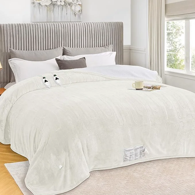 Modern greenoak Heated Blanket Electric King Size 100 X90 Dual Control Heating Verified