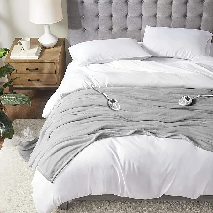 Organic Serta Luxuriously Soft Plush Electric Blanket Fast Heating Cozy Cover Safety Dependable