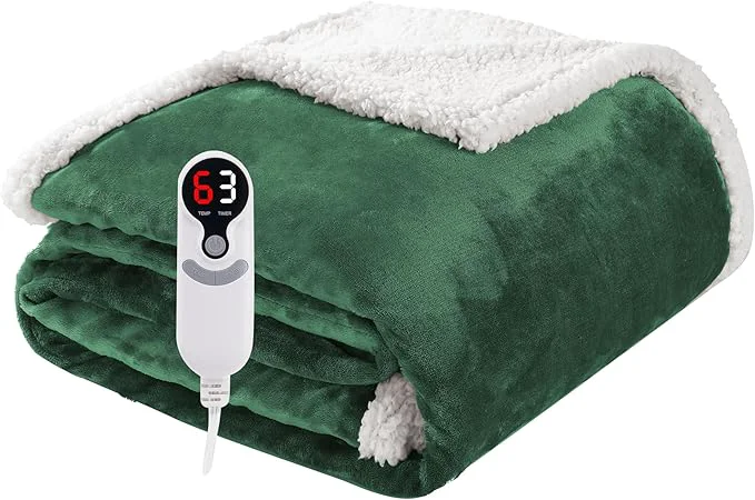 Healthy Electric Heated Blanket Throw Size 50 x60 Soft Flannel Recyclable
