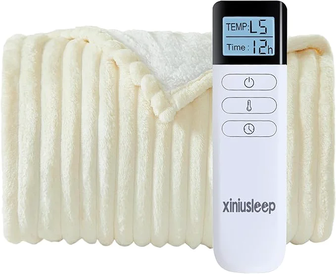Official Heated Blanket Electric Blanket 90 x90 Soft Flannel Sherpa Electric Throw High-End