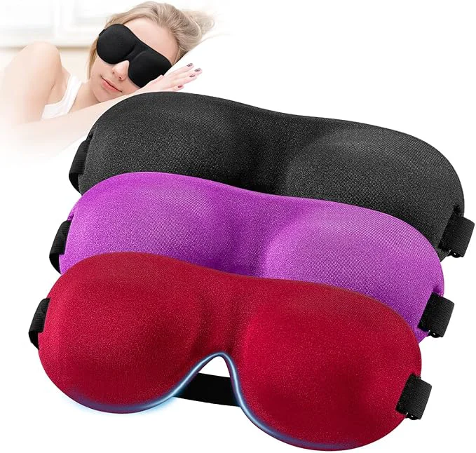 Certified YIVIEW Sleep Mask for Back and Side Sleeper Pack of 3 Light Blocking 3D Artisan