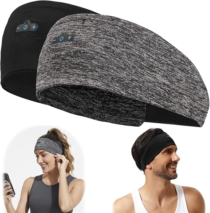 Fast BORAYDA 2-Pack Bluetooth Headband 18 Hours Play Time HD Stereo Built-in Stylish