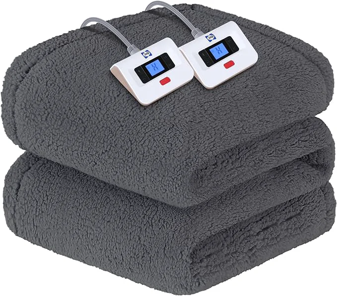 Solid SEALY Electric Blanket King Size Dual Control Soft Sherpa Heated Blanket High-Quality
