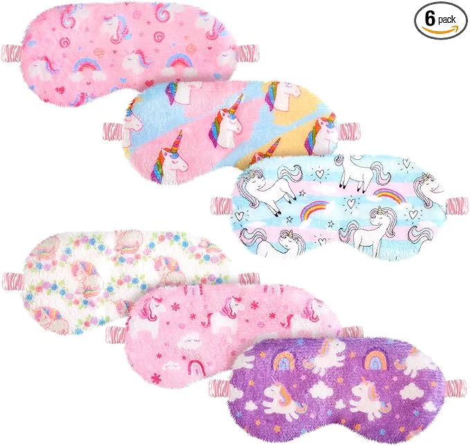 Casual Cuffbow 6 Pack Plush Sleep Mask Set Cute Plush Eye Masks Environmentally Friendly