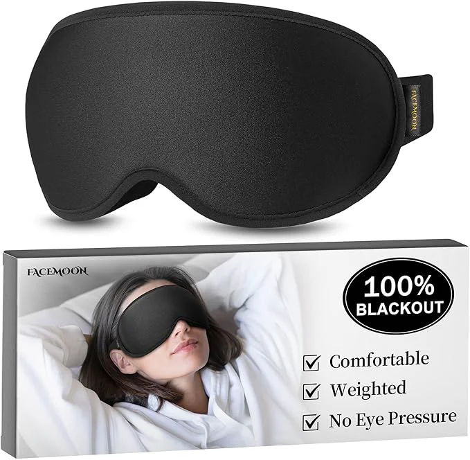 Convenient FACEMOON Sleep Mask for Men Women – 3D Weighted Design Blackout Original Design