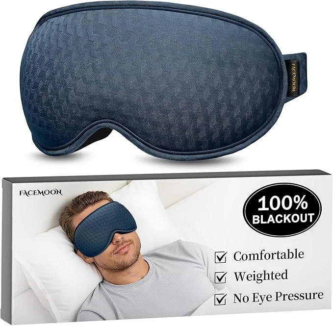 Verified Weighted Blackout Sleep Mask for Men 3D Contoured Zero Eye Pressure Sleep Mask First-Class