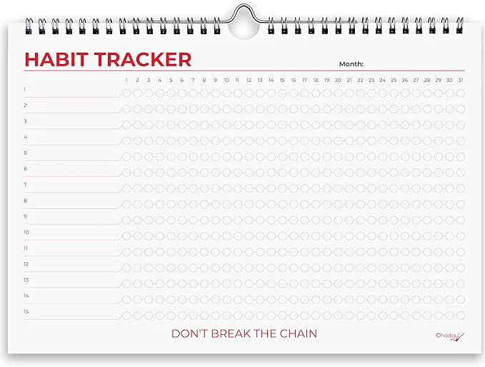 Soft Hadigu Habit Tracker Calendar Colorful Motivational Design Spiral Bound and Smart