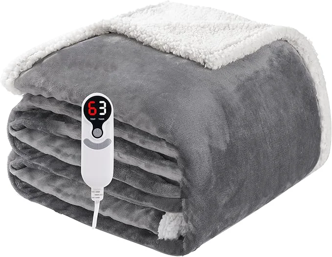 Sustainable Electric Heated Blanket Full Size 72 x84 Soft Flannel Detailed