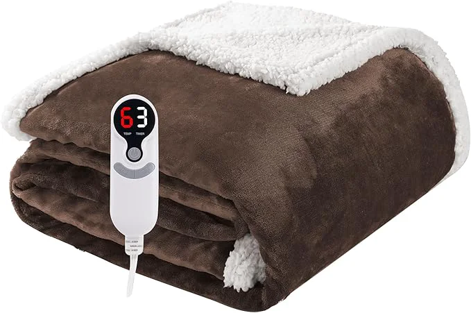 Durable Electric Heated Blanket Throw Size 50 x60 Soft Flannel Quality
