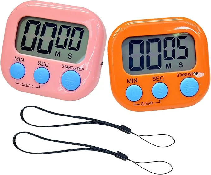 Comfortable 2 Pack Small Digital Kitchen Timer Magnetic Back and On Off Classroom Timers Reliable